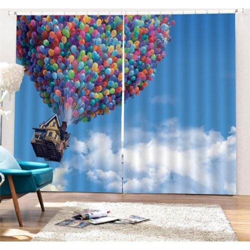 Luxury Blackout Fashion 3D Window Curtains For Living Room wedding Bedroom Air balloon Drapes Cortina Rideaux Cushion cover