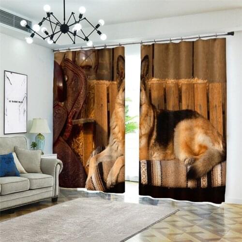 Christmas dog Window Curtains 3D Blackout for Living Room Kids Bedroom Hotel Office Drapes Cortinas Rideaux Customized size