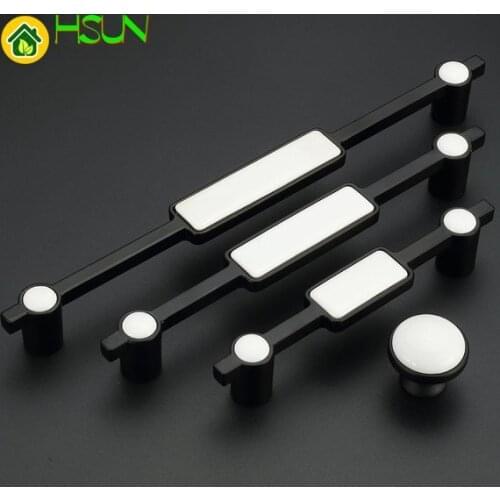 5'' 7.55'' 10'' Black White Dresser Pulls Handle Knobs Drawer Pull Porcelain Cabinet Door Pulls Knobs Furniture Ceramic Handle