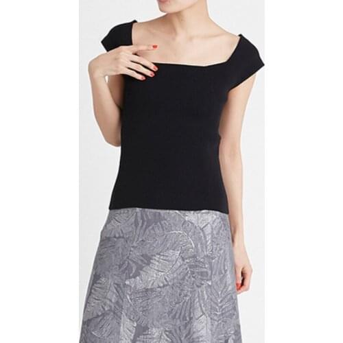 Sexy Square Collar Backless Stretch Knitted Pullovers Simple Solid Chic All-match Elegant Sweaters Summer Japan Style Ol Tops