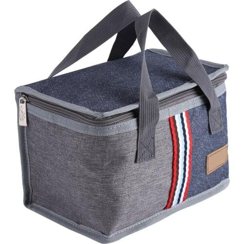 Lunch Bag Portable Insulated Thermal Cooler Lunch Storage Food Box Bag Case Picnic Deep Blue Oxford Fabric, Aluminum Foil