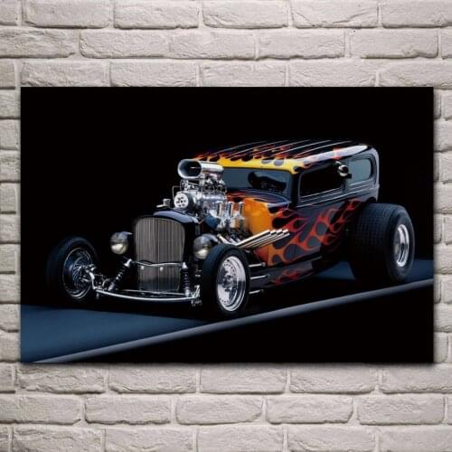 Hot rod hotrod custom sport car living room decoration home wall art decor wood frame fabric posters prints KH425