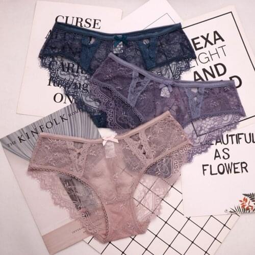 SP&CITY European Embroidery Lace Sexy Panties Women Seamless Underwear Solid Transparent Briefs Bow Hollow Out Lingerie Thongs