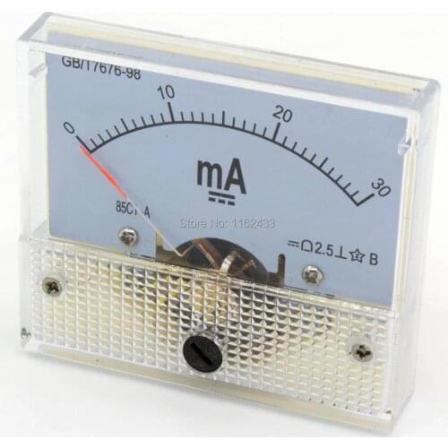 85C1-MA DC pointer ammeter current meter 1mA 20mA 30mA 50mA 100mA 200mA 300mA 500mA 85C1 series analog AMP meter 64*56 mm size