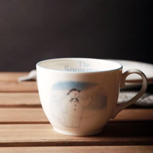 High Quality Ceramic Mugs Made In Japan Snowman Breakfast Milk Cups Juice Mug Cute Coffee Cup Porcelain Handgrip Cartoon White
