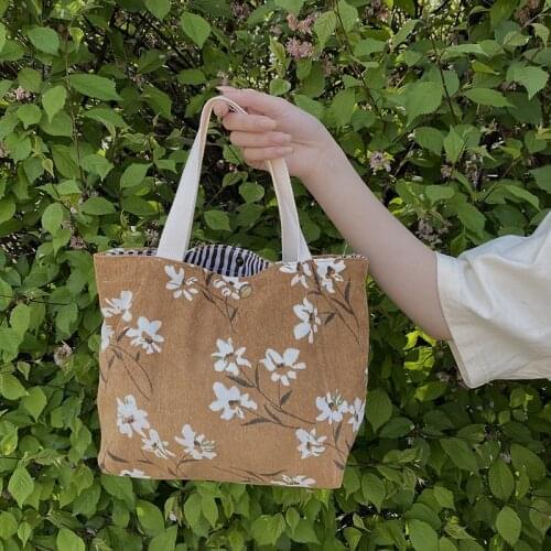 Women Small Fresh Lunch Bag Dinner Containerfood Storage Bags For Ladies Picnic Tote Cotton Cloth Small Handbag Pouch Box