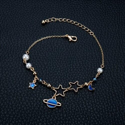 4 Style Newest Trendy Gold Moon Star Earth Charm Bracelets for Women Space Planet Jewelry Fashion Accessories Bracelets & Bangle
