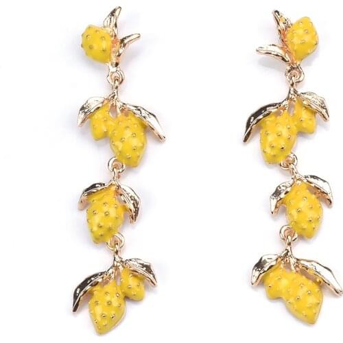 Fruit Dangle Drop Earrings For Women Trendy Metal Colored Long Hanging Earrings Statement Female Summer Party Jewelry Gifts
