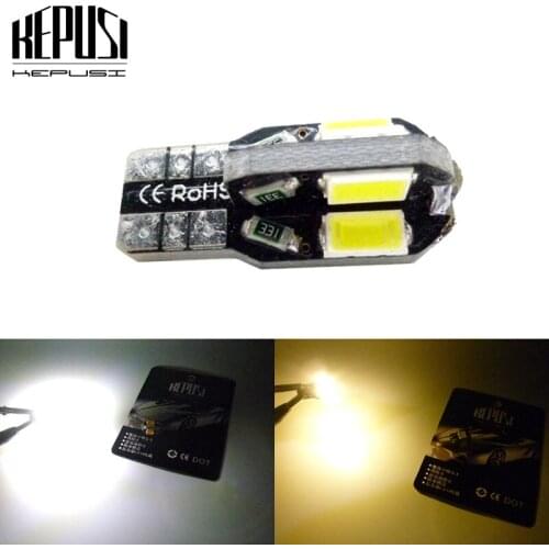 1x W5W LED T10 10 SMD 5730 Car lights 168 194 Turn Sign License Plate Light Lamp Templates Reading Bulb 12V White Warm White
