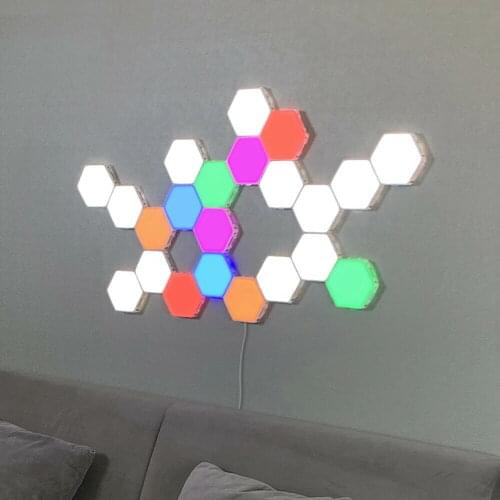 1pcs Touch Sensitive Colorful Modular Quantum Lamp LED Night Light Hexagon Magnetic Creative Home Decor Color Night lamp