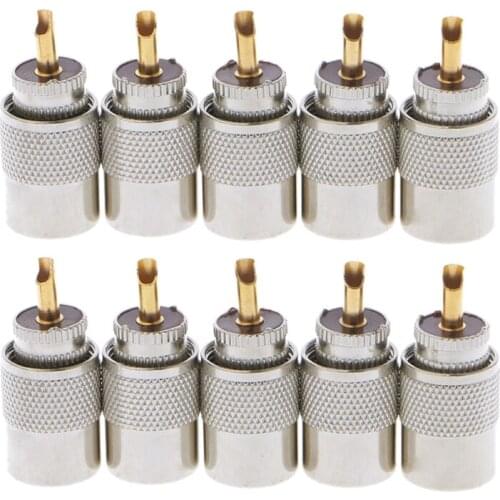 10 Pcs UHF PL-259 Male Solder RF Connector Plugs For RG8X Coaxial Coax Cable