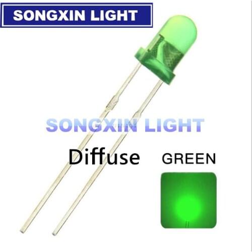 100pcs/lot F3 Mini LED Diode 3mm Green Color Diffused Round DIP Light-Emitting Diode LED Lamp Light Electronics Component