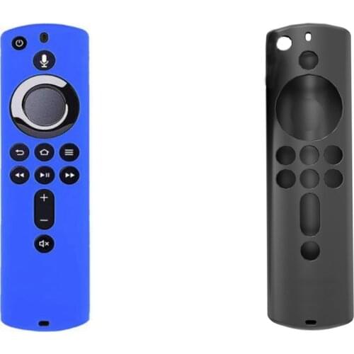 2 Pcs for Amazon Fire TV Stick 4K TV Stick Remote Silicone Case Skin 5.9 Inch Remote Control Shell Cases, Black & Blue