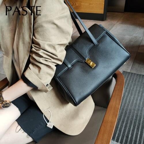 2020 Top Quality Full Grain Cowhide Leather Womens Handbag Soft Luxury Brand Design Female Shoulder Bag Natural Leather Tote