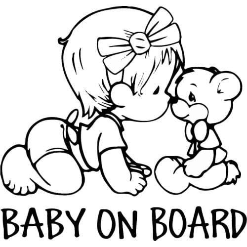 22.9*21.7CM BABY ON BOARD Lovely Bear Car Styling Decals Cartoon Vinyl Car Sticker Black/Silver C9-2326