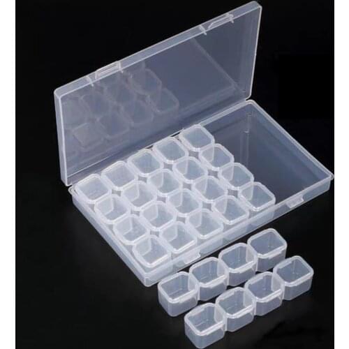 28 Grid Diamond Painting Accessory Case Clear Plastic Storage Box Bins Medicine Cross Stitch Embroidery Boxes Tools Organizer