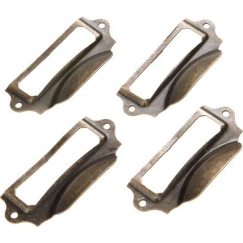 4sets 90*43mm Alloy Label Pull Frame Handle File Name Card Holder Knob w/screws Label Tag 90*43mm Antique Bronze/Red Copper