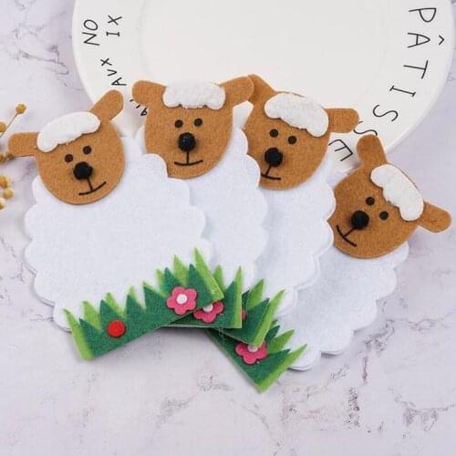 4Pcs/Set Sheep Knife And Fork Bags Tableware Holder Covers Cartoon Cutlery Bags Easter Party Decoration Home Table Decor-ABUX