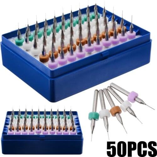50pcs Micro Drill Bits Tungsten Steel HSS Carbide Micro PCB Drill Bits 0.25mm to 0.45mm Kit Mini Drill Attachment Parts