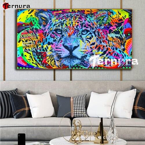 Street graffiti tiger DIY diamond painting Gift full Square Diamond Abstract art diamond Mosaic Diamond Embroidery large Ternura