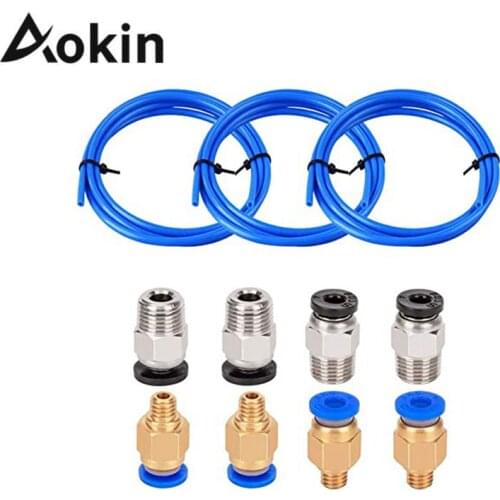 Aokin 3D Printer Bowden PTFE Tubing For 1.75mm Filament PC4-M6 PC4-M10 Pneumatic Fittings For Creality Ender 3/3 Pro/5/CR-10/10S