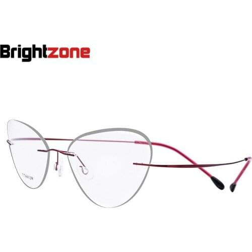 Cat-Eyes Rimless Non-Screw Titanium Metal Optics Spectacle Frame For Sight Myopia Women Men Glasses Mans Eyeglasses Eye Glass