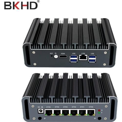 Fanless Industrial Mini Client PC Intel I3I5I7 Quad Core CPU 6 Gigabit LAN HDMI VGA Dual-Band WiFi Router for Gaming Office