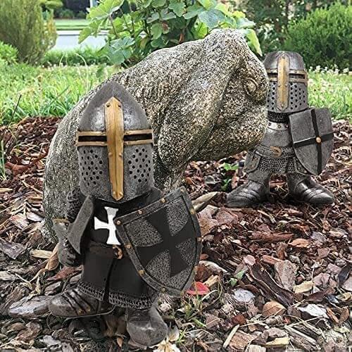 Knight Cross Templar Crusader Figurine Tall Suit Of Armor Miniature European Knights Sculpture Decor Make Your Garden