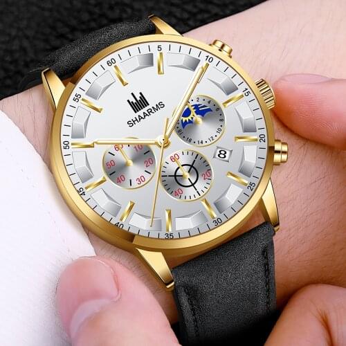 New Fashion Men Luxury Watches Calendar Leather Strap Watch Mens Business Military Sport Quartz Watch For Men Relogio Masculino