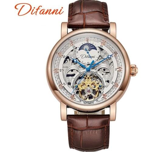New Brand Luxury Business Men Watch Fully Automatic Mechanical Tourbillon Watches Personality Retro Classic Gift Male Wristwatch