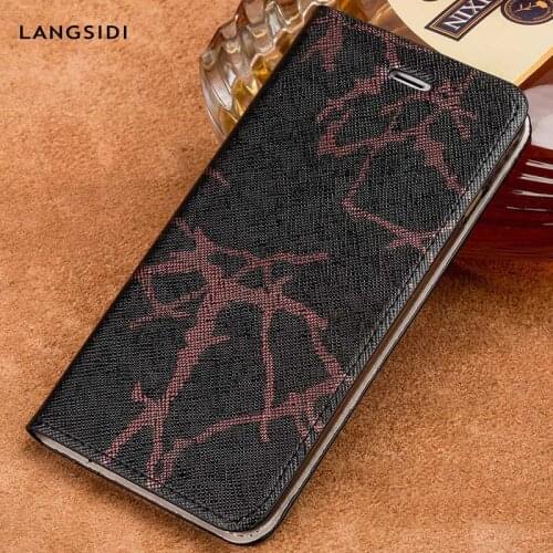 Natural Leathe Flip phone cases For iPhone X XS XSmax XR 5 5s 6s se 6 7 7 plus 8 8 plus 360 full protective case Bracket cover