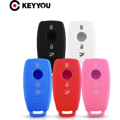 KEYYOU 10x 3 Buttons Key Cover Fob Silicone Key Case For Mercedes Benz AMG Key 2017 E W213 Class Silicone Holder Protector Case