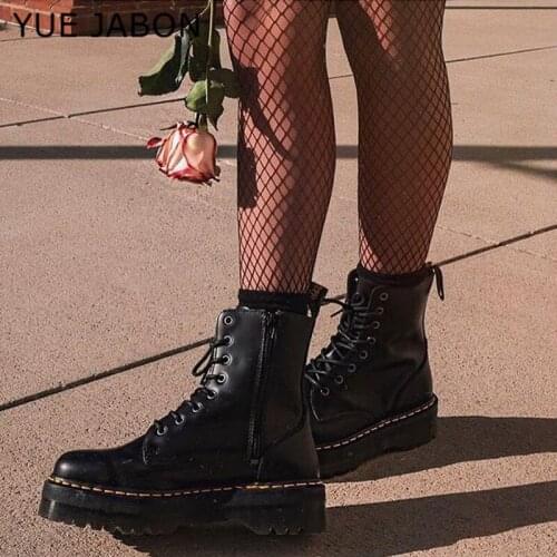 Black Patent Leather Ankle Boots For Women Lace Up Platform Western Boots Women Winter Warm Plush Short Boots Female Women Shoes