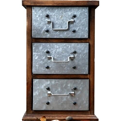 Desktop handmade retro shabby many small drawers cabinet wood