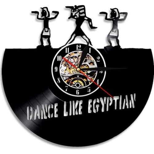 Egyptian Vinyl Record Clock With LED Backlight Vintage Design Illuminated 3D Wall Clock Dance Like Egyptian LED Wall Sign