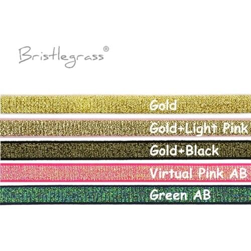 BRISTLEGRASS Combo 5 Yard 3/8" 10mm Metallic Glitter Non-foldover Elastic Spandex Band Bra Strap Lingerie Tutu Dress Sewing Trim