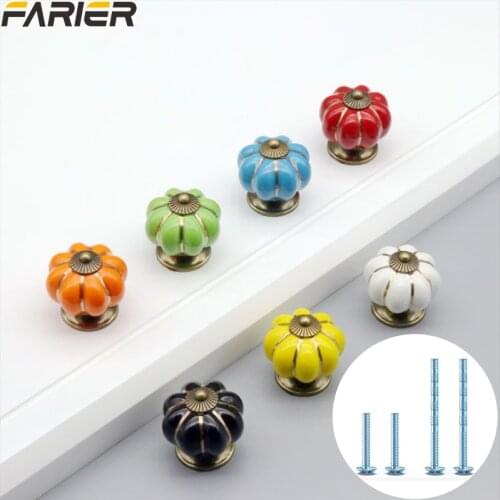 Ceramic Drawer Handle Pumpkin Handle Cabinet Handle Single Hole Handle Handle Furniture Handle