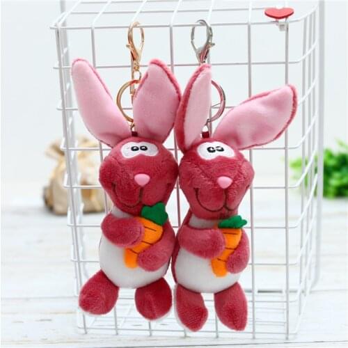 Creative popular Bunny holding a radish pendant Keychain car Decorate good quality baby toy Soothing doll christmas funny gift