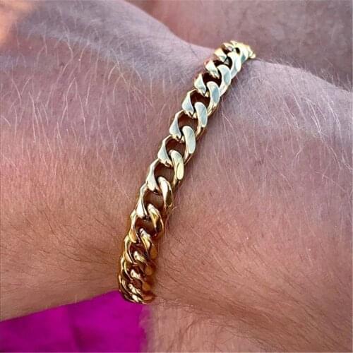 Jewelry Fashion Stainless Steel Mens Cuban Wide Chain Classic Mens Bracelet