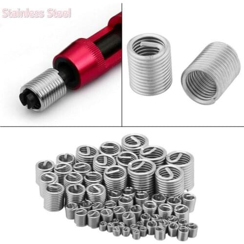 60PCS / Box Fastening Thread Insert Set Stainless Steel Repair Tool Insert Kit Spiral Wire Screw Sleeve Wear M3 M4 M5 M6 M8 M1