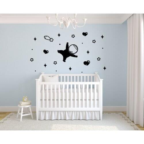 Universe Space Wall Decals Cute Cartoon Astronaut Stars Heart Vinyl Window Art Stickers Kids Bedroom Nursery Interior Decor Q410