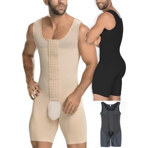New Slimming Men Shapewear Bodysuit Fajas Waist Trainer Body Shaper Suit Male Abdomen Belly Shaper Hip Enhance Underwear