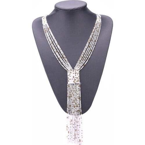 Bohemian Style Beaded Tassel Statement Necklaces & Pendants Handmade Charm Jewelry Beads Long Necklaces For Women