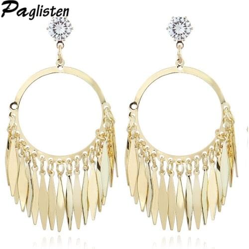 PAGlisten Hot Fashion Super flash Rhinestone tassel earrings long section of female fashion jewelry simple eardrop Jewelry