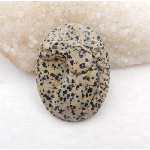 Support Customization Natural Stone Dalmatian Jasper Carved Horse Head Pendant 61x46x11mm 44g Fashion Man Pendant
