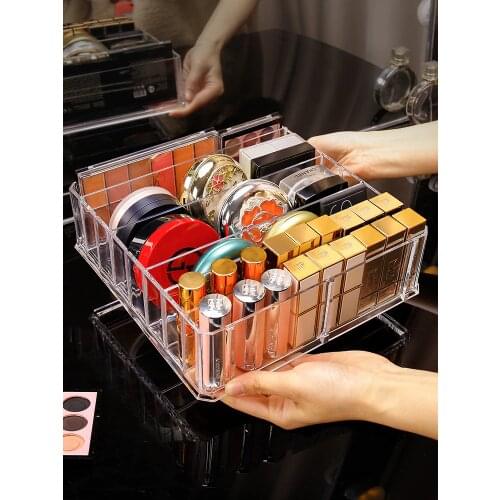 Clear Acrylic 8 Grid Makeup Organizer Storage Box Women Powder Lipstick Eye Shadow Display Stand Holder Cosmetic Display