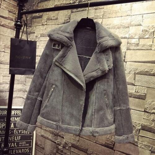 SALE! women winter faux fur fake suede leather jackets coats imitation shearling coats