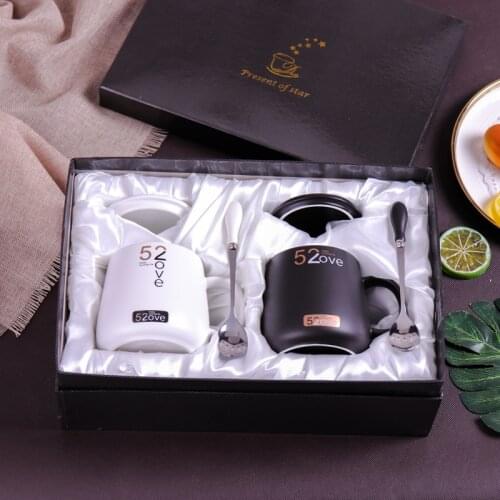 Mr and Mrs Coffee Mugs Cups Gift-Set for Engagement Wedding Bridal Shower Bride and Groom To Be Newlyweds Couples Black Ceramic