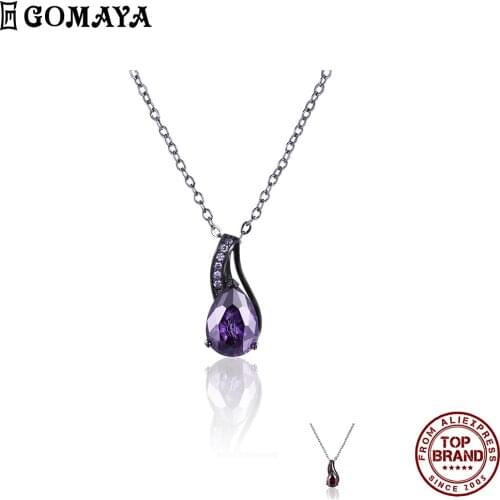 GOMAYA Romantic Elegance Women Necklace Classic Mysterious Water Drop Zircon Pendant Necklaces Party Prom Fashion Jewelry Gift