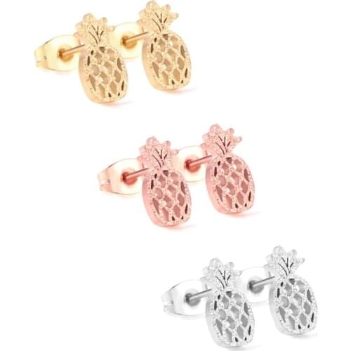 LUXUKISSKIDS 3Pairs/Lot Stainless Steel Stud Earrings Fruit Shape pendientes de moda de las mujeres